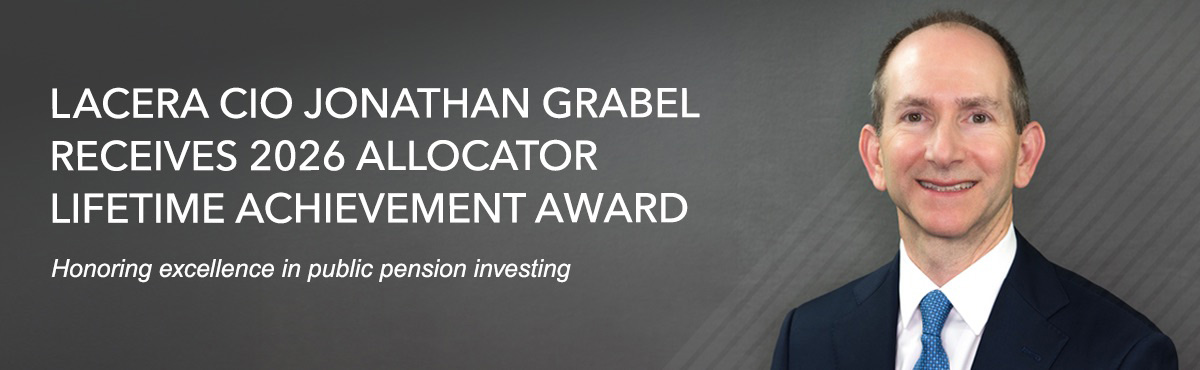 Banner with text: “LACERA CIO Jonathan Grabel Receives 2026 Allocator Lifetime Achievement Award,” plus a headshot on the right.