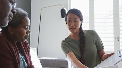 Doctor going over medical plan.