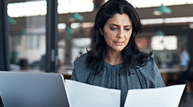Female member reviewing retirement information.